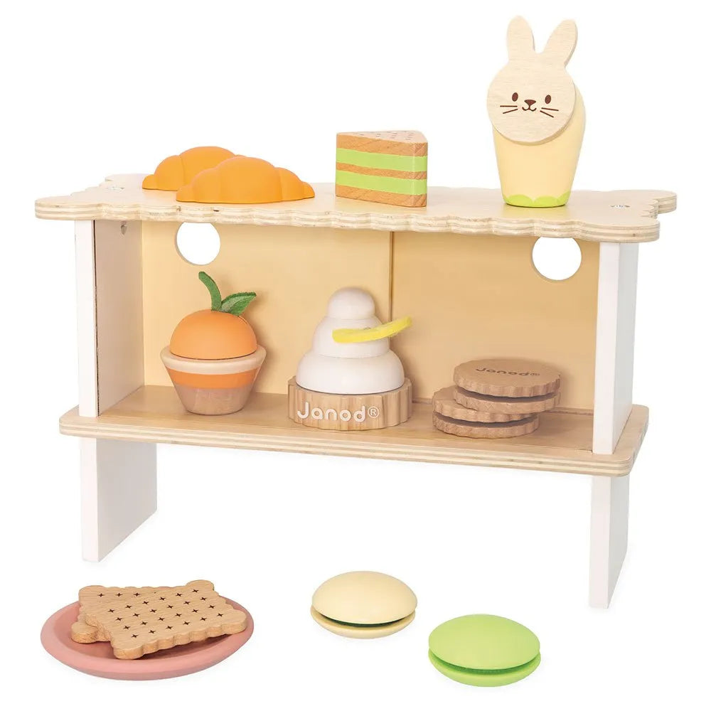 Bancone da pasticceria in legno per bambini